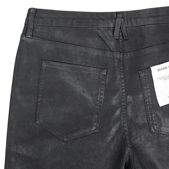 NWT Good American Jeans Womens Size 18 Black Good Classic Coated Denim Revolve - Picture 7 of 16